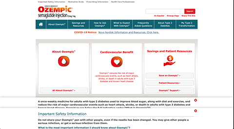 Ozempic<sup>®</sup> Patient Website