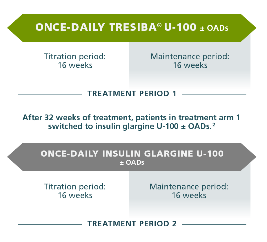 Tresiba® U-100 vs Insulin Glargine U-100 - SWITCH 2 study design treatment arm 1