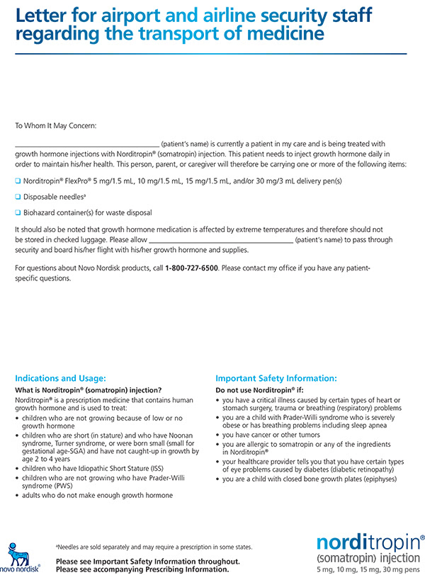 Norditropin® Travel Permission Form