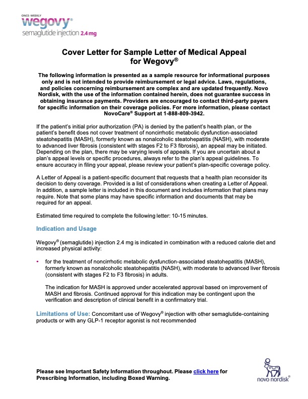 Sample Letter of Medical Appeal