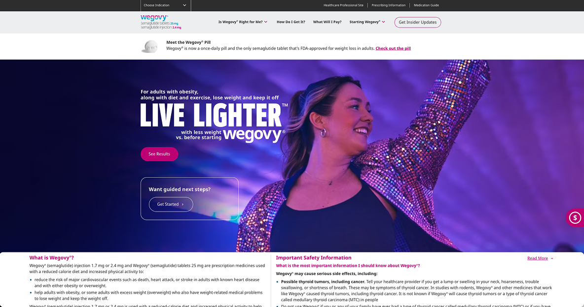 Wegovy<sup>®</sup> Patient Website