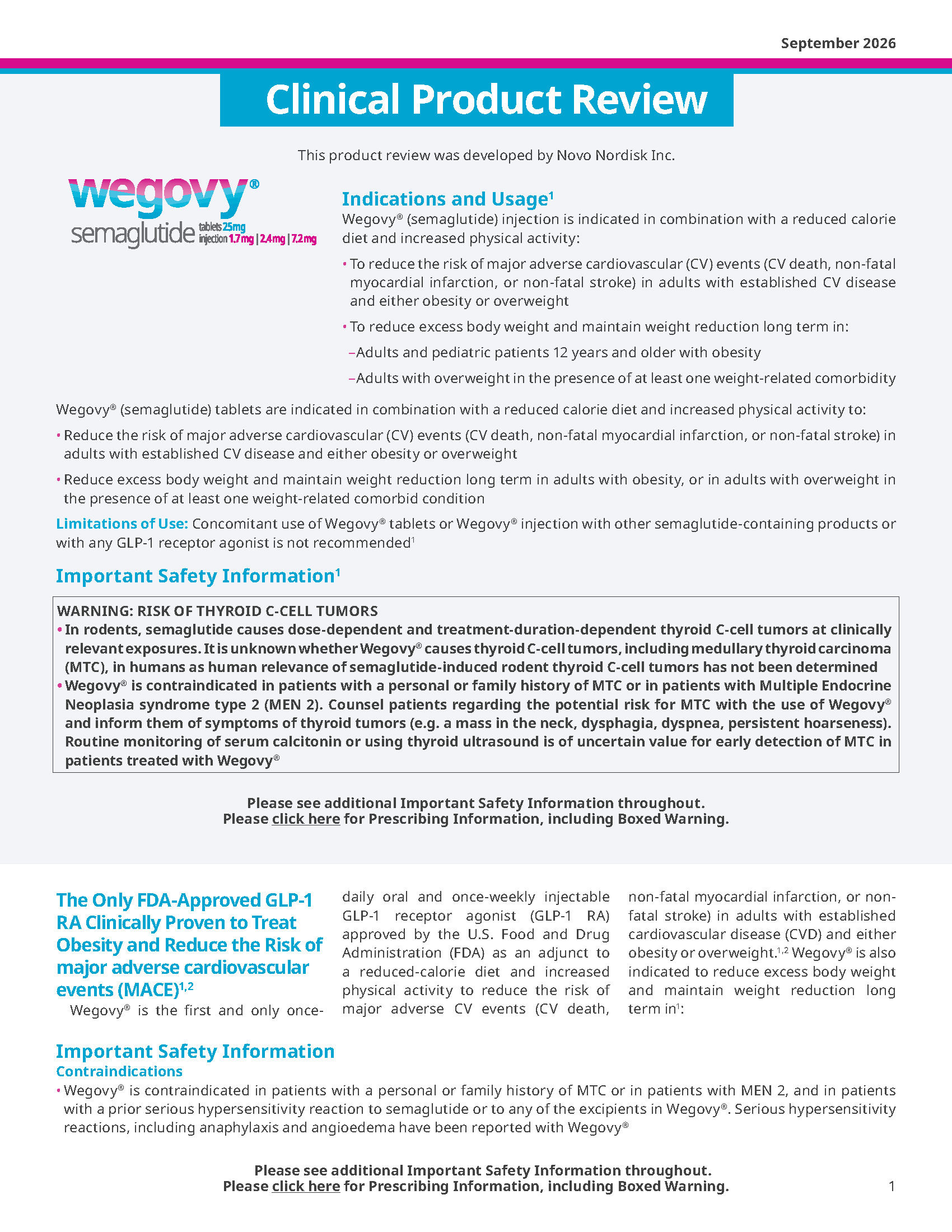 Wegovy® Clinical Product Review