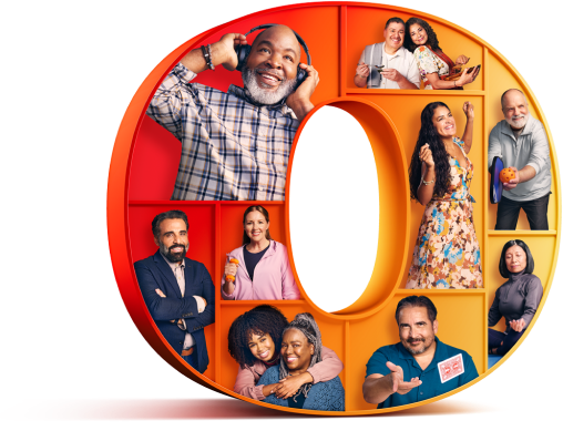 Ozempic® O with images of people inside the letter