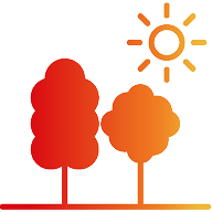 Two trees and the sun icon