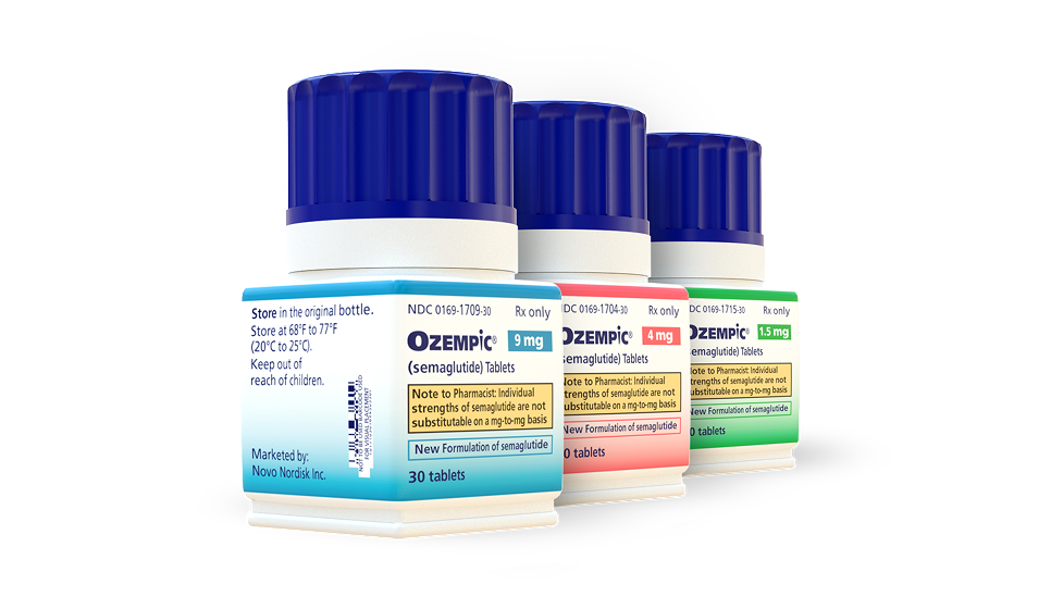 Three Ozempic® pill bottles