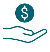 Open hand and dollar sign icon