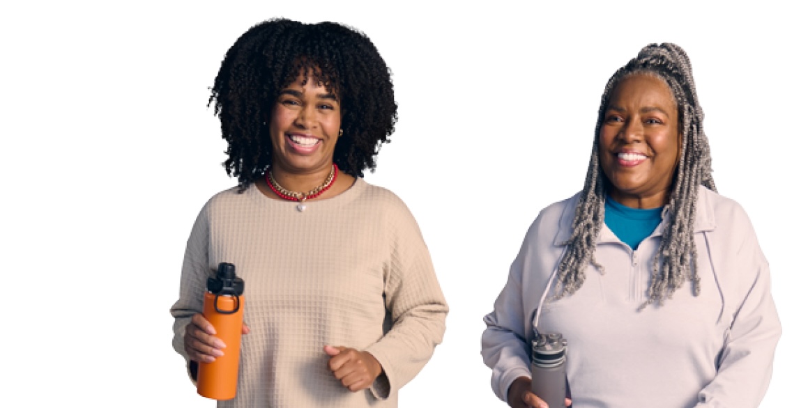 Women walking with water bottles