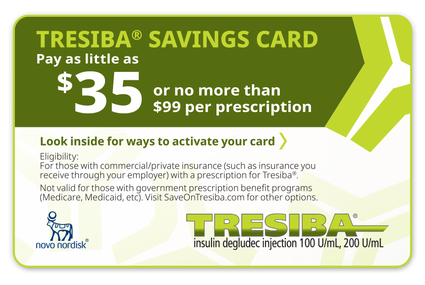 Tresiba instant savings card graphic