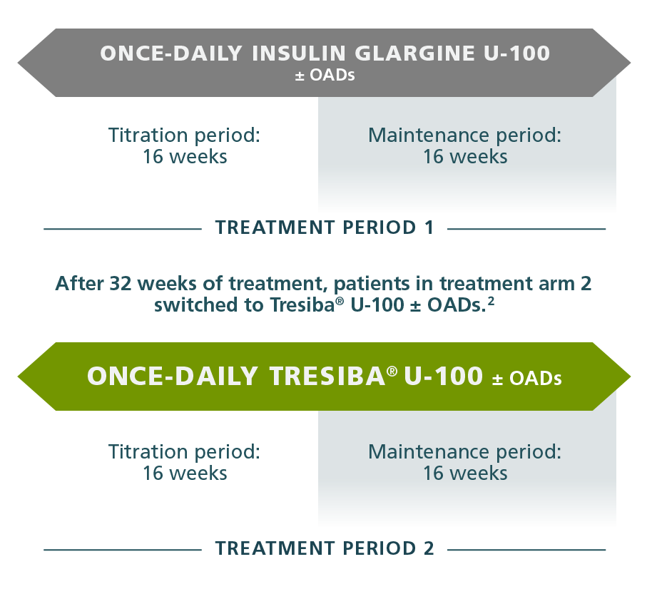 Tresiba® U-100 vs Insulin Glargine U-100 - SWITCH 2 study design treatment arm 2