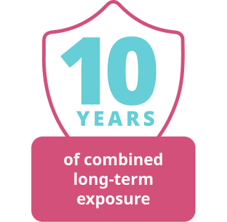 10 year badge with red border