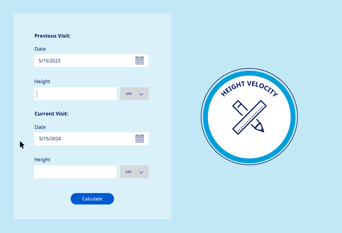 Gif showing height velocity calculator