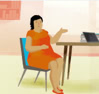 Illustration of woman sitting at a table