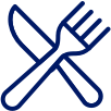 Physiological factors in obesity Icon of a knife and fork, representing the physiological factors that affect obesity, including the changes in appetite-regulating hormones that occur after weight loss