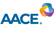 Logo of the American Association of Clinical Endocrinologists (AACE), representing the AACE guidelines for the screening, diagnosis, and treatment of patients with obesity