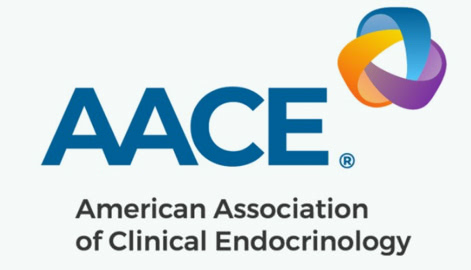 Logo of the American Association of Clinical Endocrinologists (AACE), representing the AACE guidelines for the screening, diagnosis, and treatment of patients with obesity