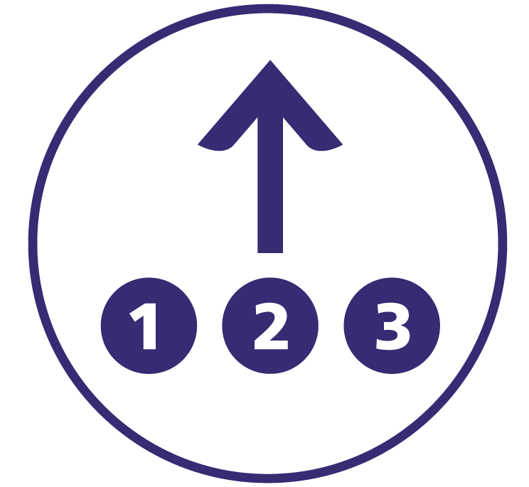 Icon of 3 steps to access