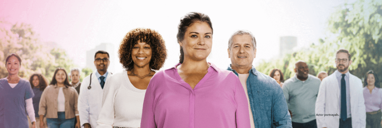 Patients and HCPs standing in a group