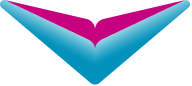 Blue and magenta chevron icon
