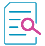 Paper with magnifying glass icon