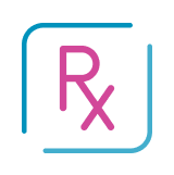 Rx inside a blue box