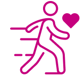 Person running with heart icon