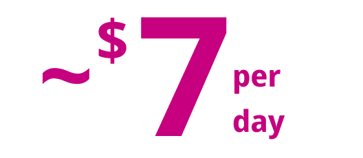 “~$7 per day” in magenta
