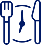 Fork, knife, and clock