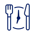 Fork, knife, and clock