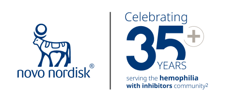 35+ years serving the hemophilia with inhibitors community flag