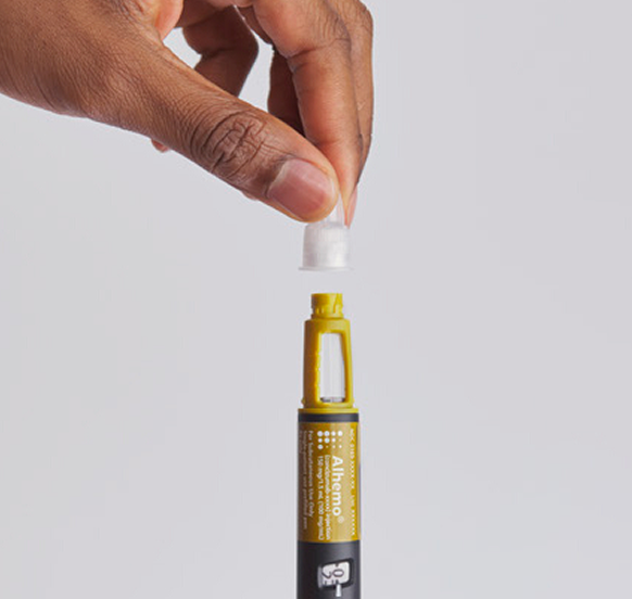 Step 1: Check Alhemo® pen and attach needle Step 1: Check Alhemo® pen and attach needle