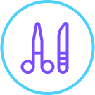 Scissors and scalpel icon