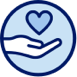 Hand holding a heart icon