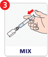 Step 3: Mix the diluent with NovoSeven® RT powder