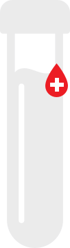 Test tube with blood droplet and plus sign icon