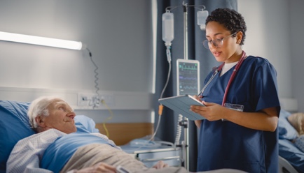 Patient in a hospital bed