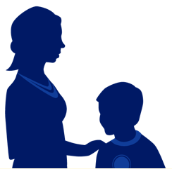 Silhouette of woman and child