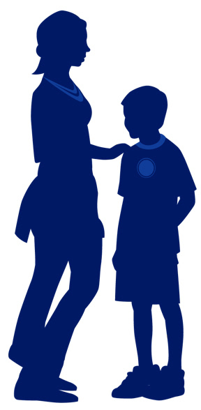 Silhouette of woman and child