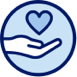 Hand and heart icon