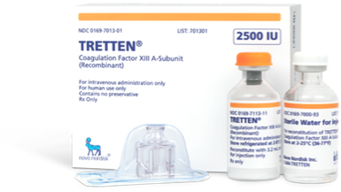 Tretten® (Coagulation Factor XIII A-Subunit [Recombinant]) box with contents displayed
